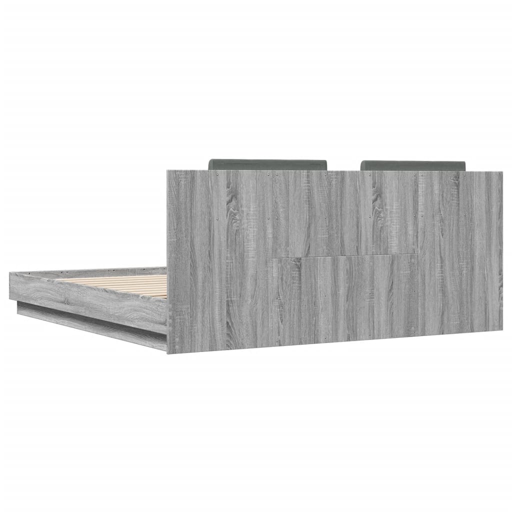 vidaXL Bed Frame | Grey Sonoma | Engineered wood | 160x200 cm mattress size