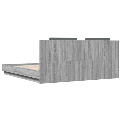 vidaXL Bed Frame with LED without Mattress Grey Sonoma 160x200 cm