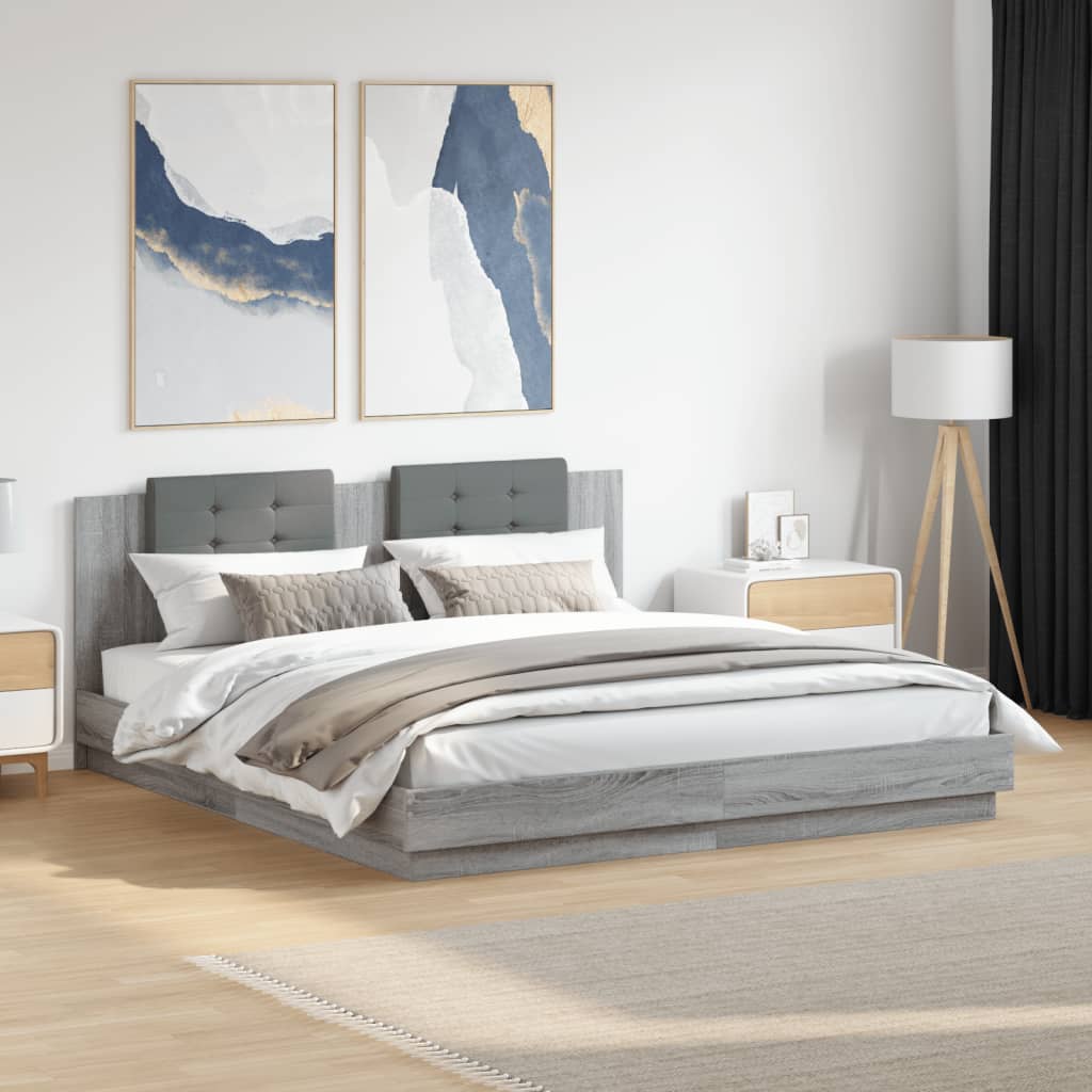 vidaXL Bed Frame | Grey Sonoma | Engineered wood | 160x200 cm mattress size