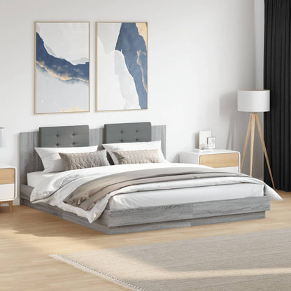 vidaXL Bed Frame | Grey Sonoma | Engineered wood | 160x200 cm mattress size