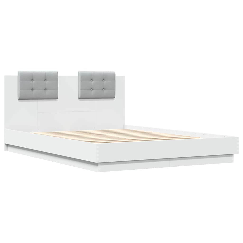 vidaXL Bed Frame with LED without Mattress White 150x200 cm King Size