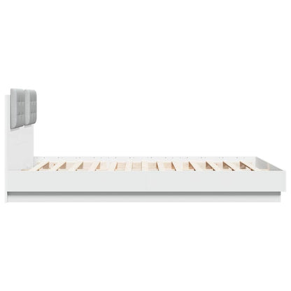 vidaXL Bed Frame with LED without Mattress White 150x200 cm King Size