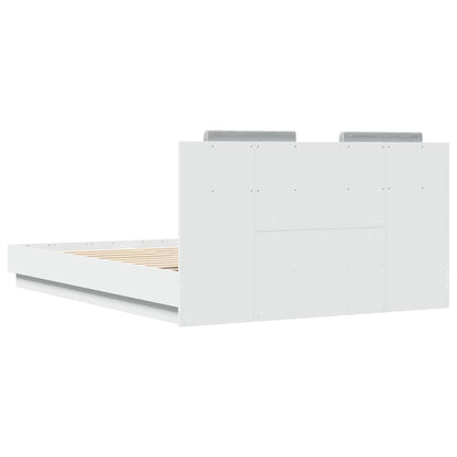 vidaXL Bed Frame with LED without Mattress White 150x200 cm King Size