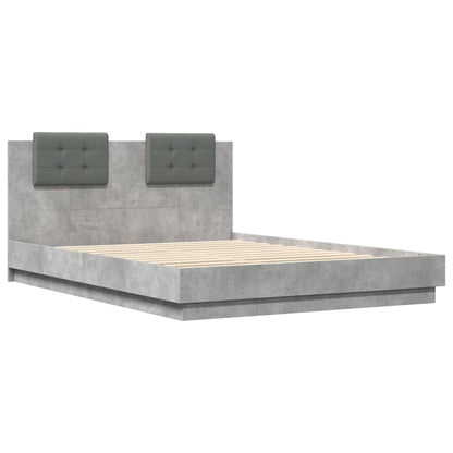 vidaXL Bed Frame with LED without Mattress Concrete Grey 150x200 cm King Size