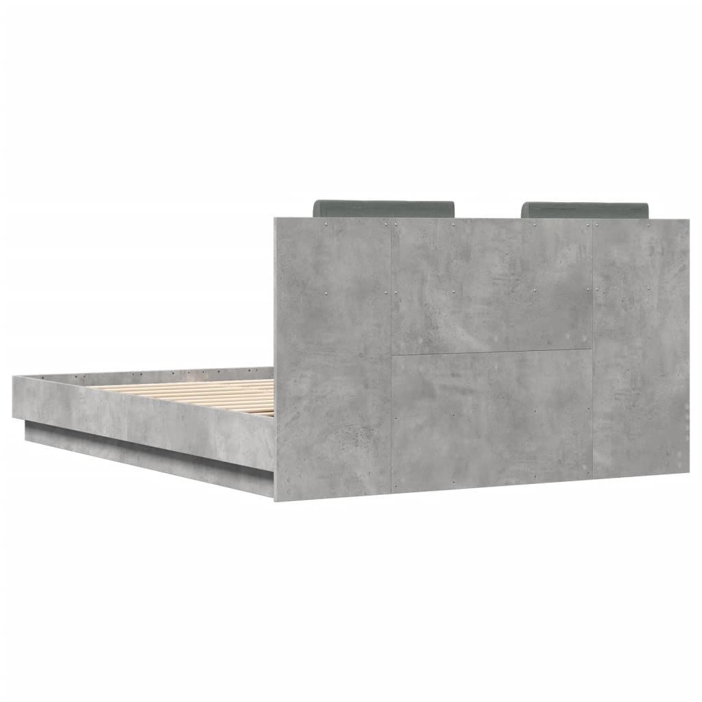 vidaXL Bed Frame with LED without Mattress Concrete Grey 150x200 cm