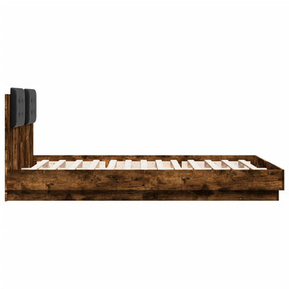 vidaXL Bed Frame with LED without Mattress Smoked Oak 150x200 cm King Size