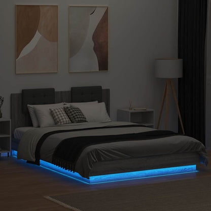vidaXL Bed Frame with LED without Mattress Grey Sonoma 150x200 cm