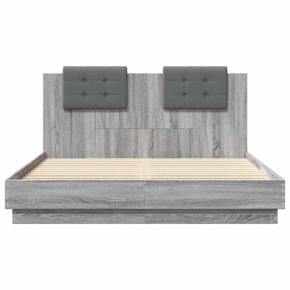 vidaXL Bed Frame with LED without Mattress Grey Sonoma 150x200 cm