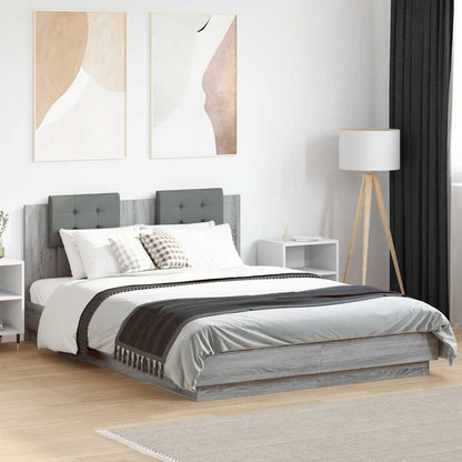 vidaXL Bed Frame with LED without Mattress Grey Sonoma 150x200 cm