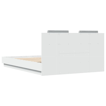 vidaXL Bed Frame with LED without Mattress White 140x200 cm
