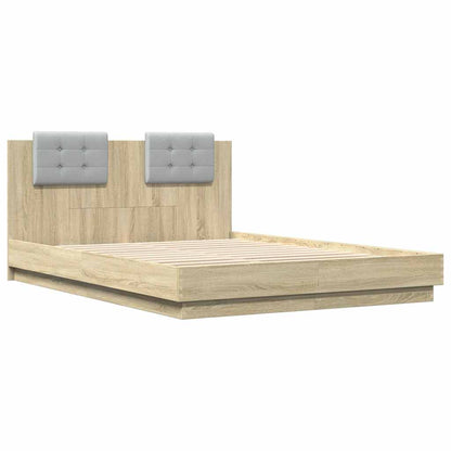 vidaXL Bed Frame with LED without Mattress Sonoma Oak 140x200 cm