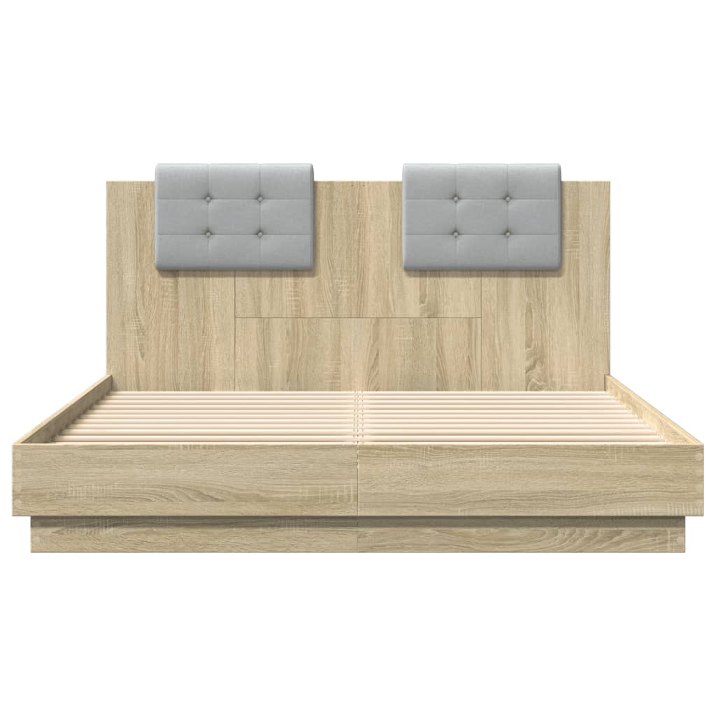 vidaXL Bed Frame | Sonoma oak | Engineered wood, Plywood | Double | Bed Frame
