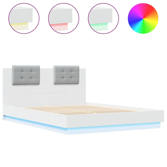 vidaXL Bed Frame | White | Engineered Wood, Plywood | Double | Bed Frame