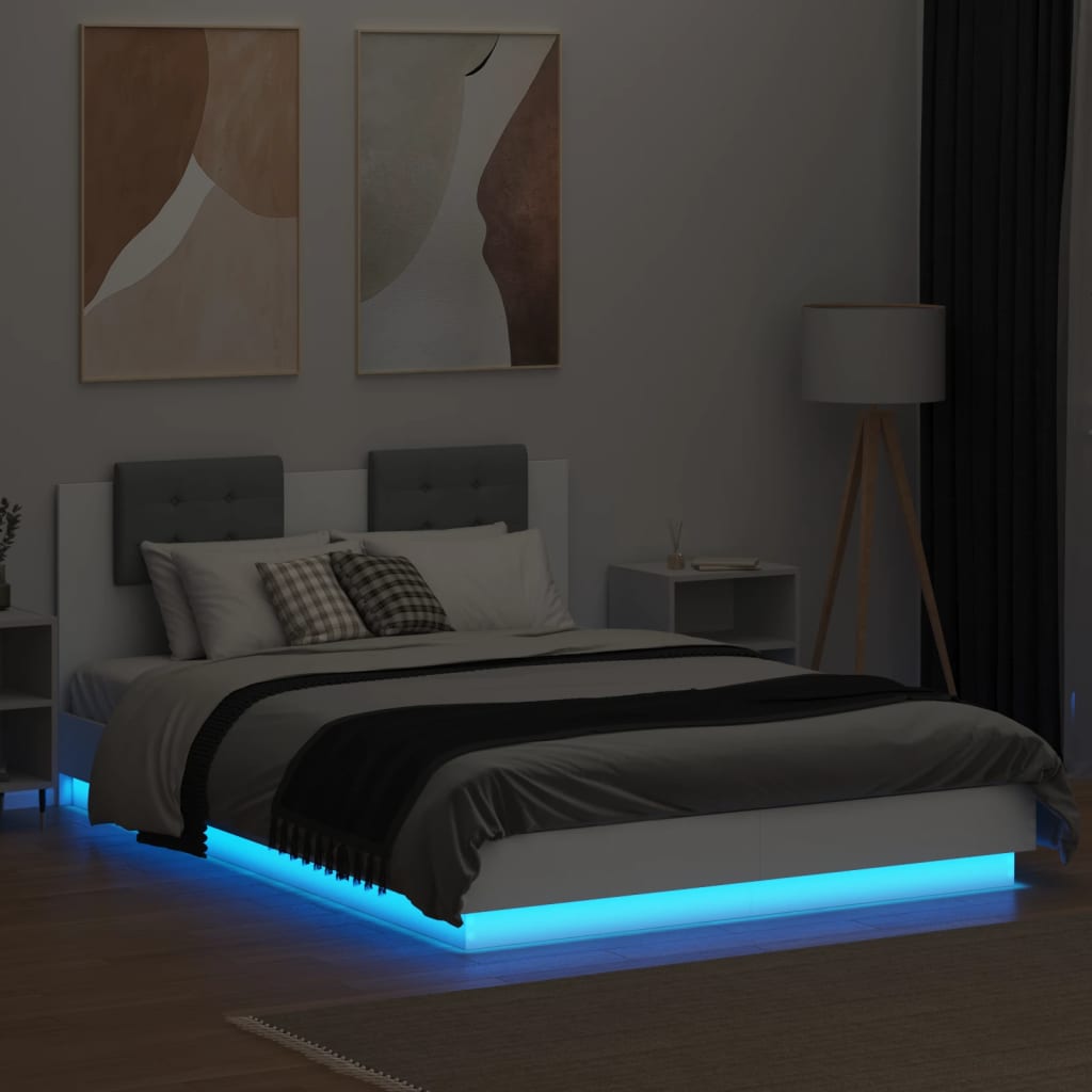 vidaXL Bed Frame | White | Engineered Wood, Plywood | Double | Bed Frame