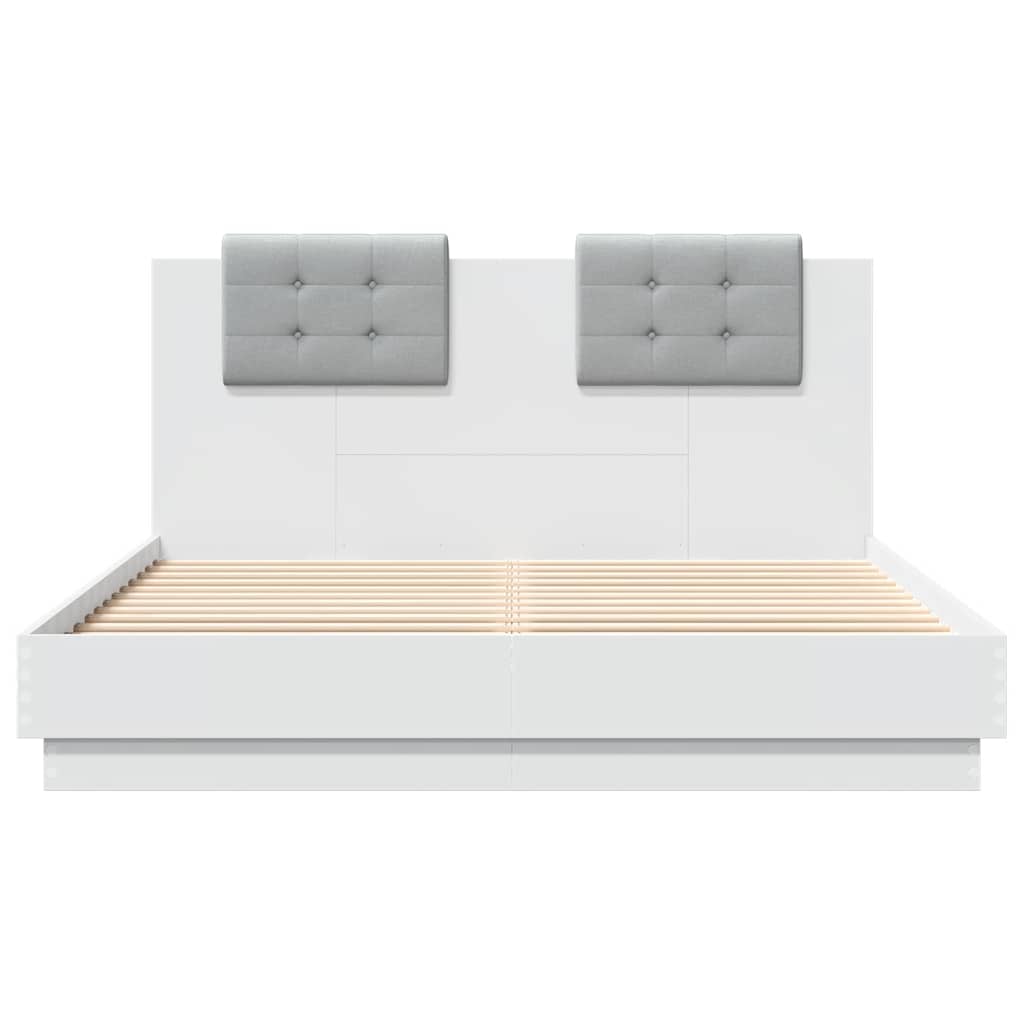 vidaXL Bed Frame with LED without Mattress White 120x200 cm