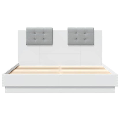 vidaXL Bed Frame with LED without Mattress White 120x200 cm