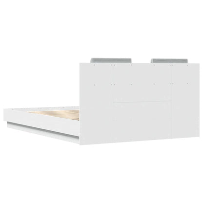 vidaXL Bed Frame with LED without Mattress White 120x200 cm