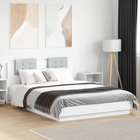 vidaXL Bed Frame | White | Engineered Wood, Plywood | Double | Bed Frame