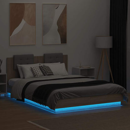 vidaXL Bed Frame with LED without Mattress Sonoma Oak 120x200 cm