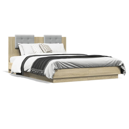 vidaXL Bed Frame | Sonoma Oak | Engineered wood, Plywood | Double | Bed Frame