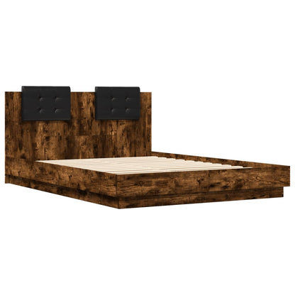 vidaXL Bed Frame | Smoked oak | Engineered wood, Plywood