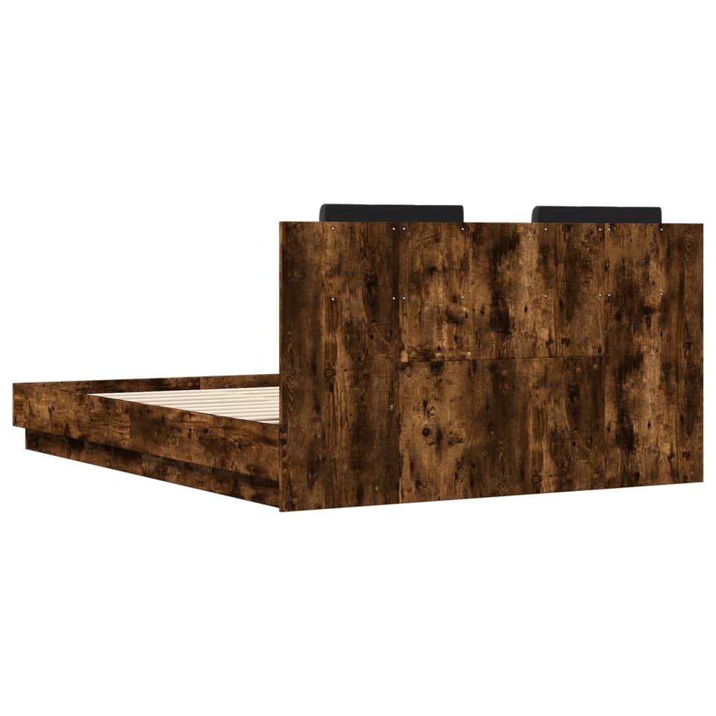 vidaXL Bed Frame | Smoked oak | Engineered wood, Plywood