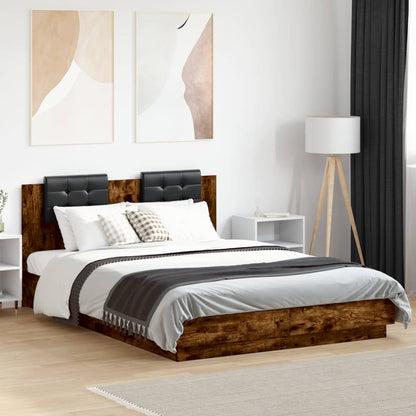 vidaXL Bed Frame | Smoked oak | Engineered wood, Plywood