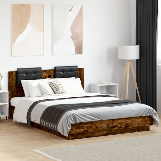 vidaXL Bed Frame | Smoked oak | Engineered wood, Plywood