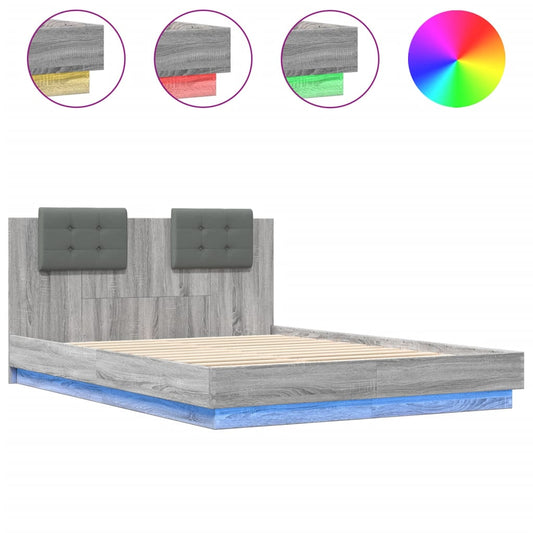 vidaXL Bed Frame | Grey sonoma | Engineered wood | 120 x 200 cm | Bed Frame