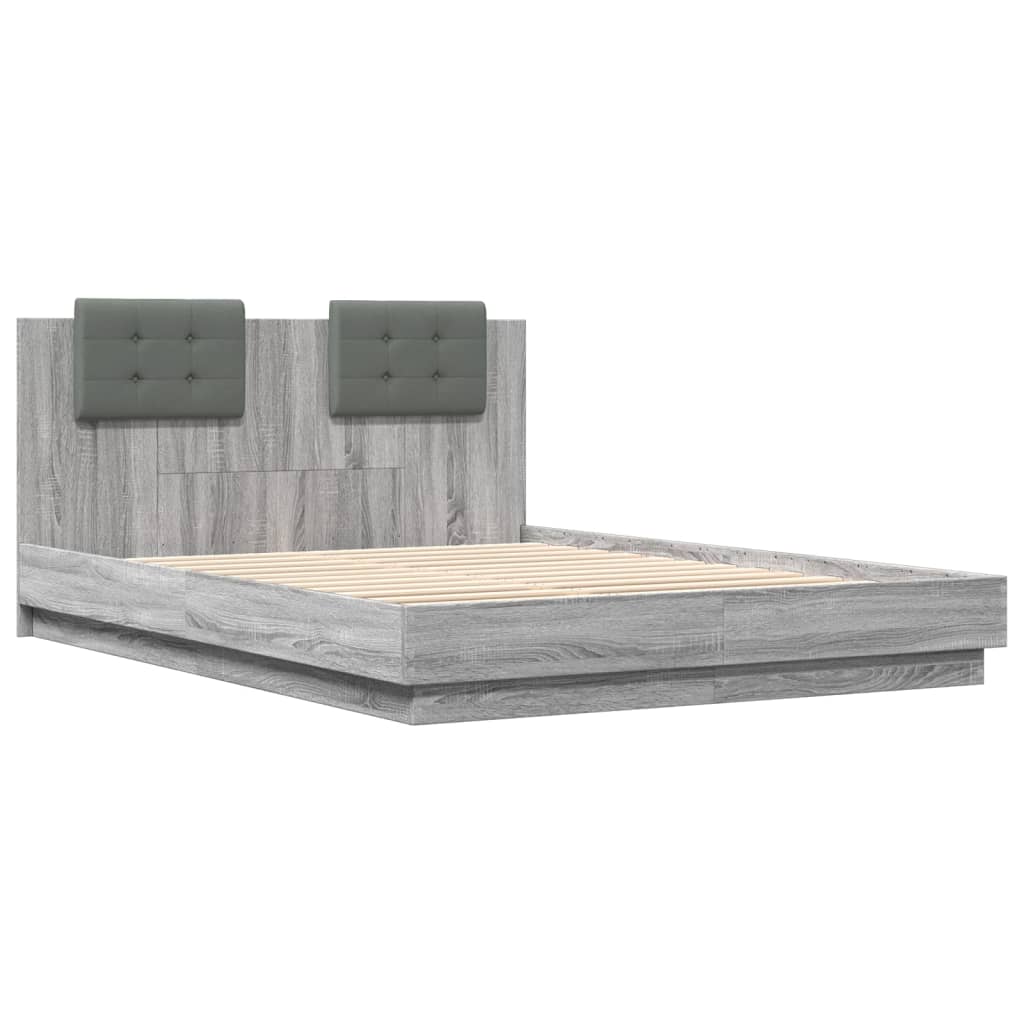 vidaXL Bed Frame | Grey sonoma | Engineered wood | 120 x 200 cm | Bed Frame