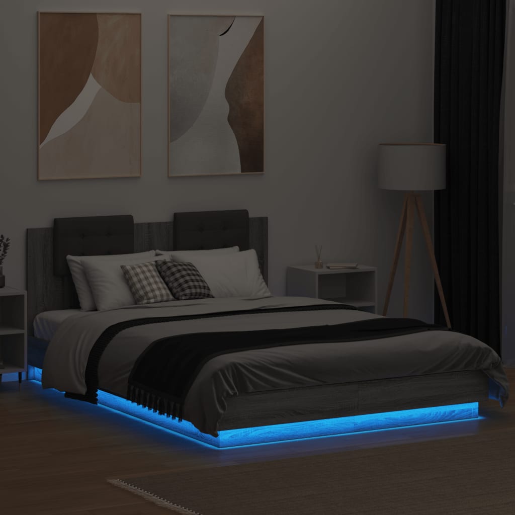 vidaXL Bed Frame | Grey sonoma | Engineered wood | 120 x 200 cm | Bed Frame
