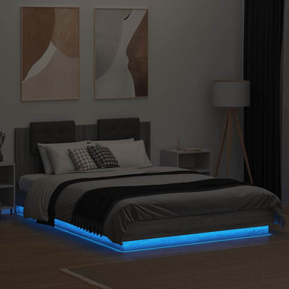 vidaXL Bed Frame with LED without Mattress Grey Sonoma 120x200 cm