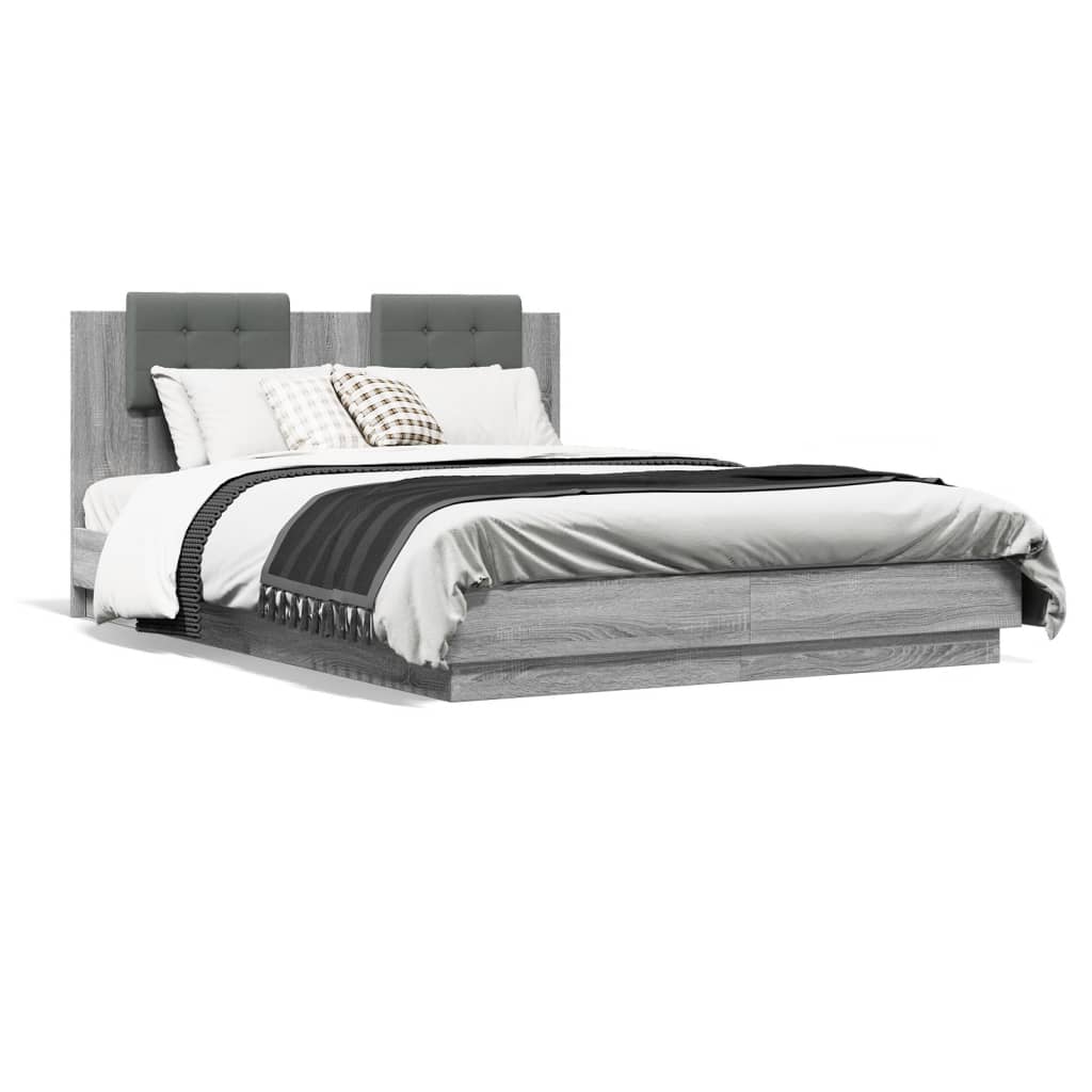 vidaXL Bed Frame | Grey sonoma | Engineered wood | 120 x 200 cm | Bed Frame
