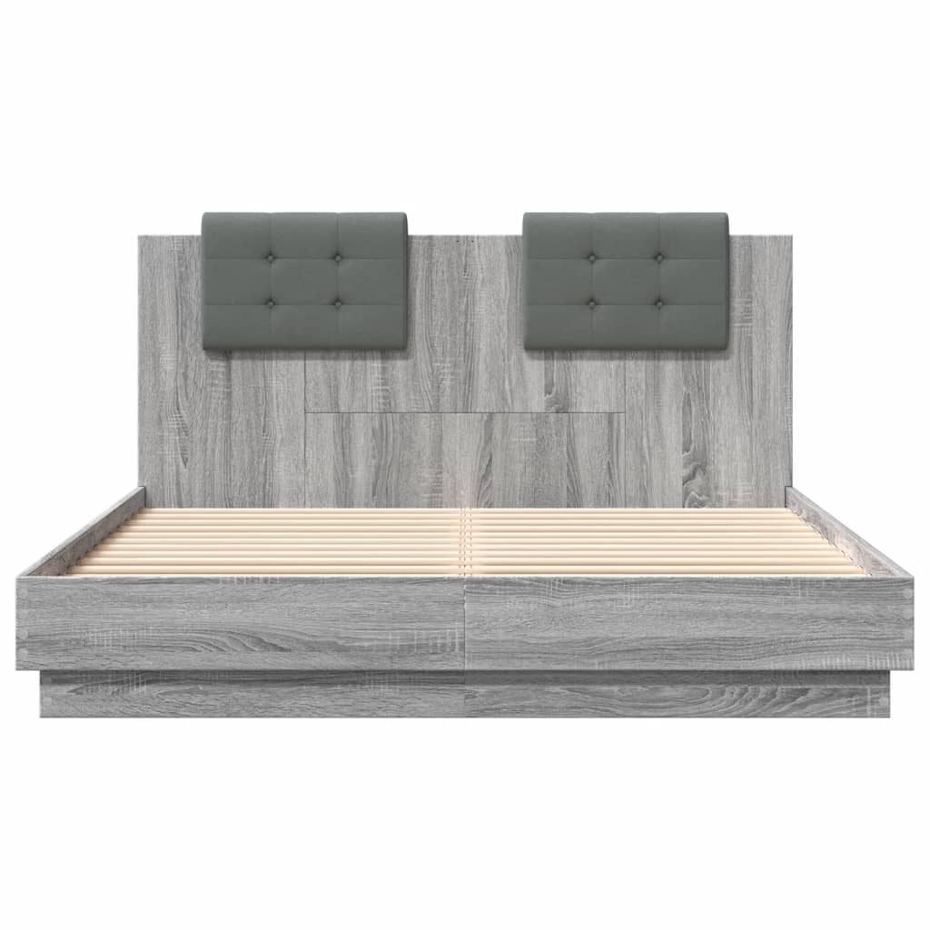 vidaXL Bed Frame | Grey sonoma | Engineered wood | 120 x 200 cm | Bed Frame