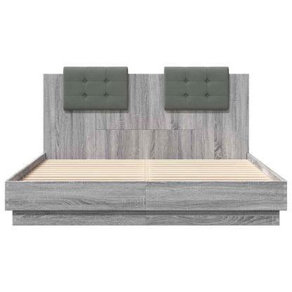 vidaXL Bed Frame with LED without Mattress Grey Sonoma 120x200 cm