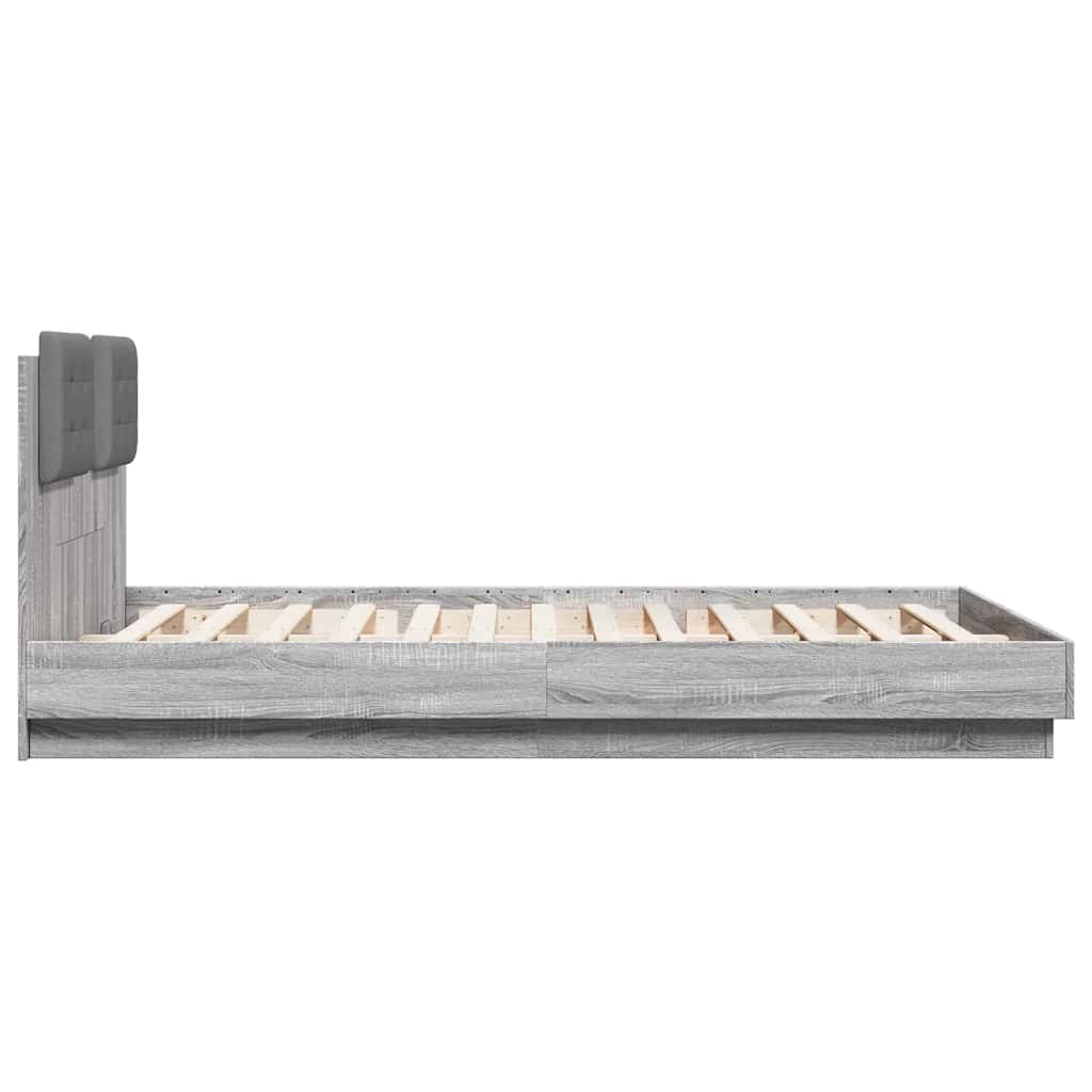 vidaXL Bed Frame with LED without Mattress Grey Sonoma 120x200 cm