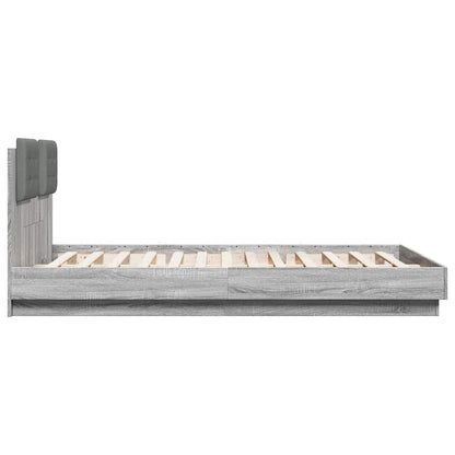 vidaXL Bed Frame with LED without Mattress Grey Sonoma 120x200 cm