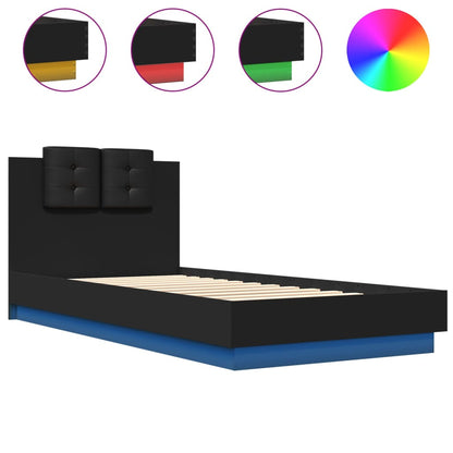 vidaXL Bed Frame with LED without Mattress Black 100x200 cm
