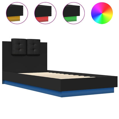 vidaXL Bed Frame with LED without Mattress Black 100x200 cm