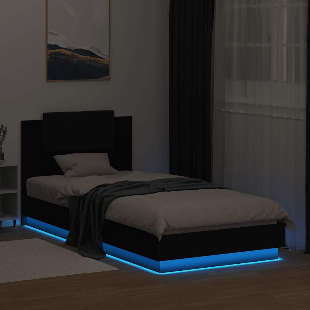 vidaXL Bed Frame with LED without Mattress Black 100x200 cm
