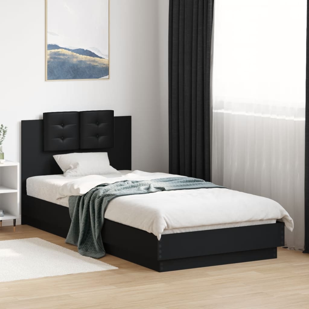 vidaXL Bed Frame | Black | Engineered wood, Plywood | 100x200 cm | Bed Frame