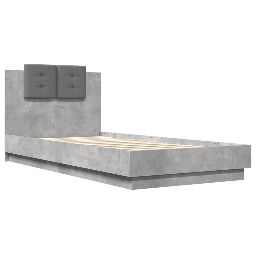 vidaXL Bed Frame | Concrete grey | Engineered wood and plywood | Single