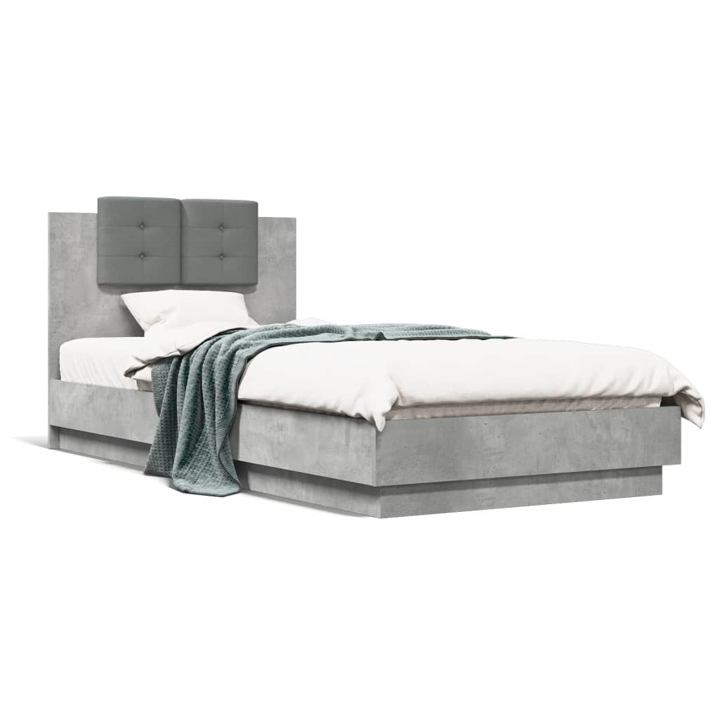 vidaXL Bed Frame | Concrete grey | Engineered wood and plywood | Single
