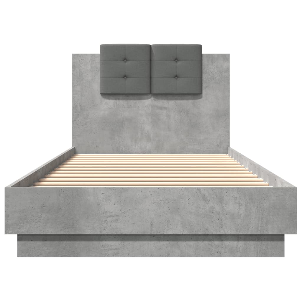vidaXL Bed Frame | Concrete grey | Engineered wood and plywood | Single