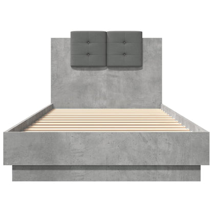 vidaXL Bed Frame | Concrete grey | Engineered wood and plywood | Single