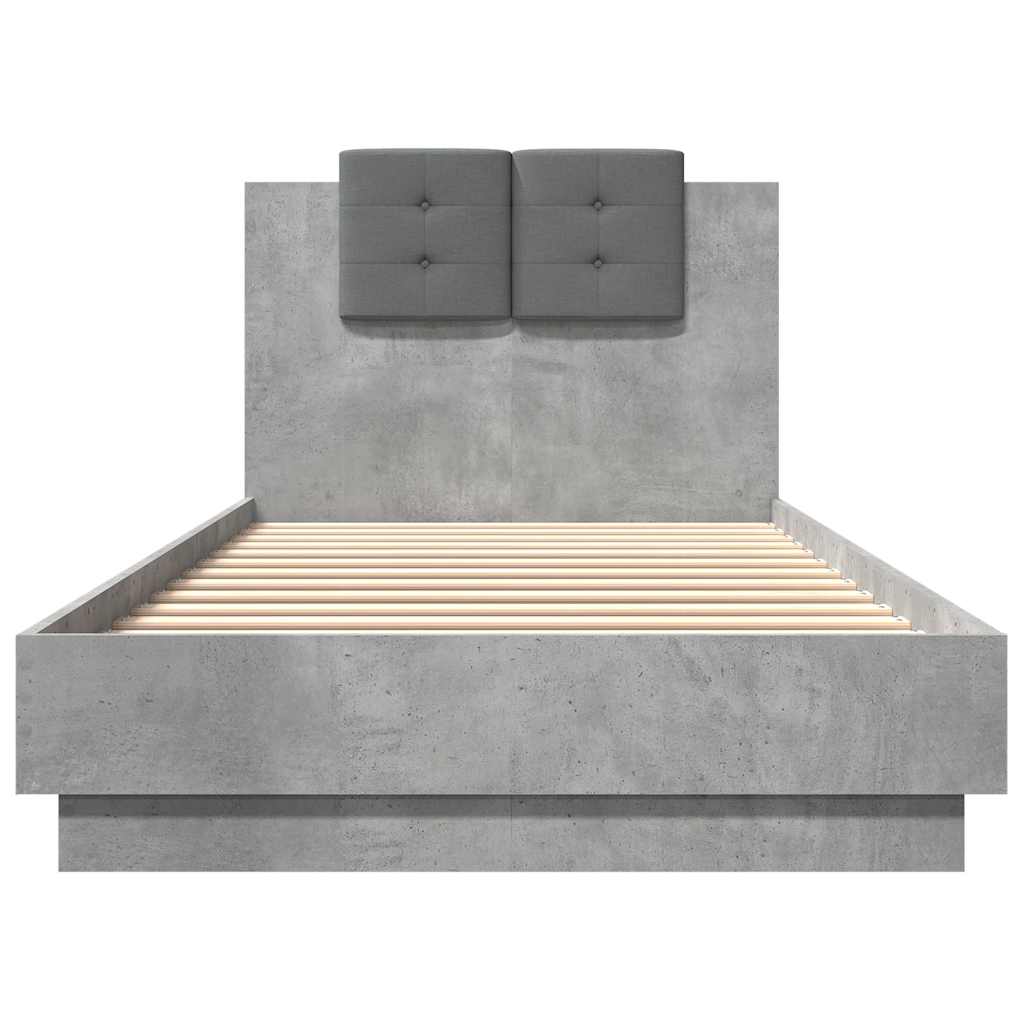 vidaXL Bed Frame with LED without Mattress Concrete Grey 100x200 cm