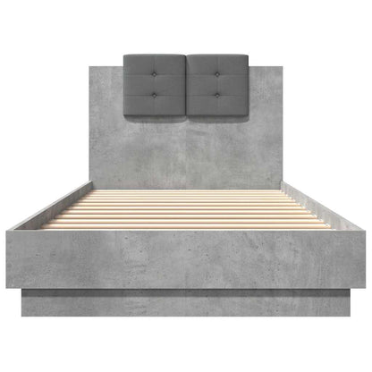 vidaXL Bed Frame with LED without Mattress Concrete Grey 100x200 cm