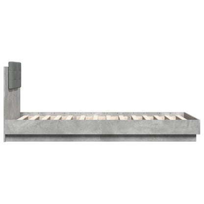 vidaXL Bed Frame with LED without Mattress Concrete Grey 100x200 cm