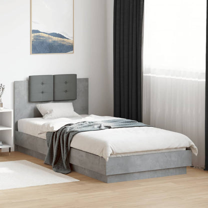 vidaXL Bed Frame | Concrete grey | Engineered wood and plywood | Single