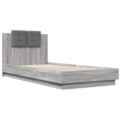 vidaXL Bed Frame with LED without Mattress Grey Sonoma 100x200 cm
